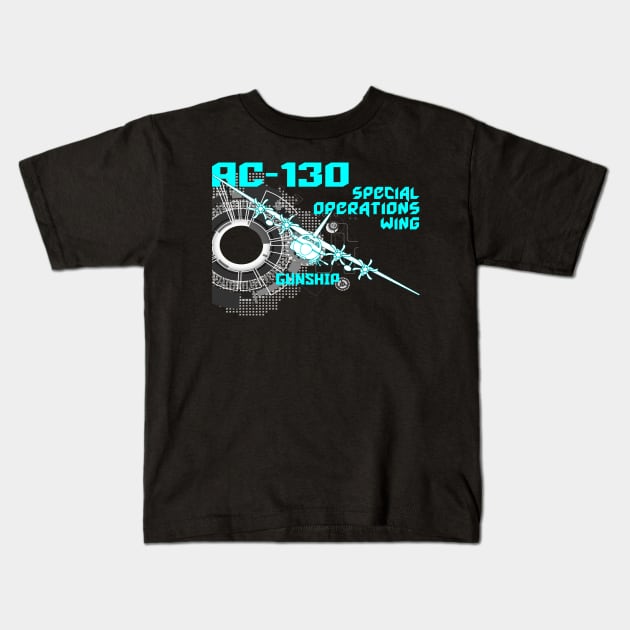 Gunship AC 130 Kids T-Shirt by Aim For The Face